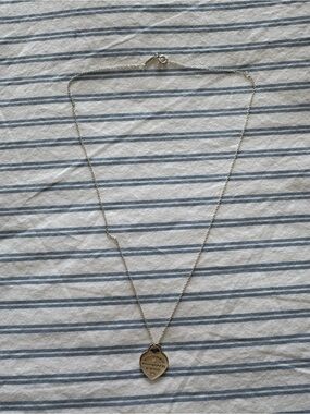 Tiffany & Co. Silver Heart Tag Pendant Necklace With Diamond- Silver